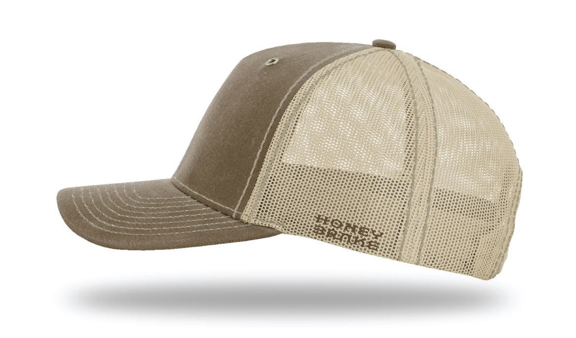 Honey Brake Leather Patch Richardson Waxed Cotton Mesh Back Cap Buck