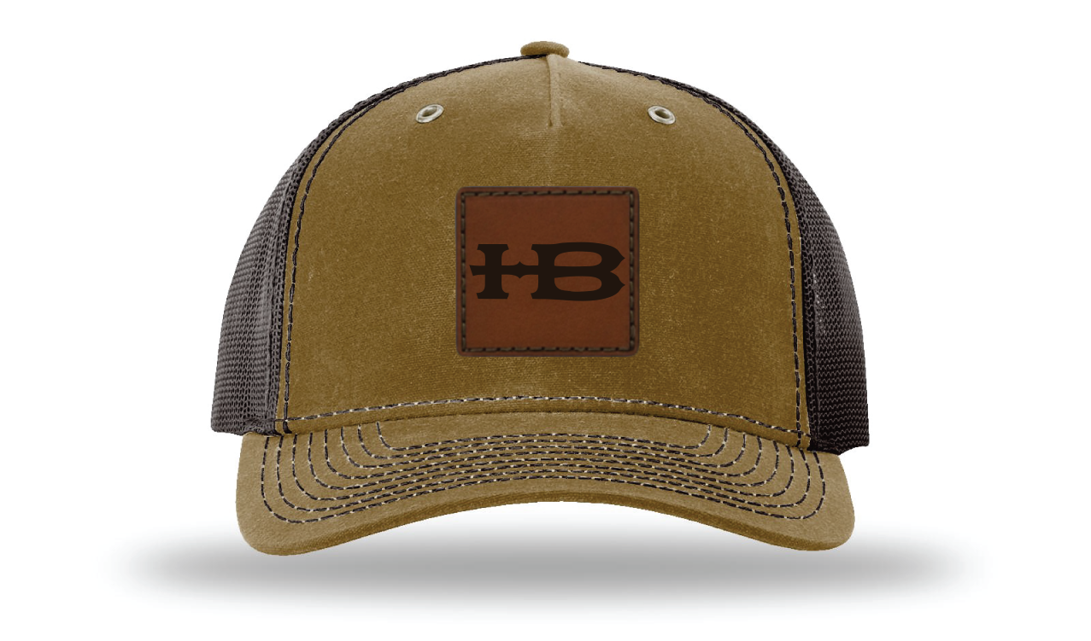 Honey Brake Leather Patch Richardson Waxed Cotton Mesh Back Cap Whiskey