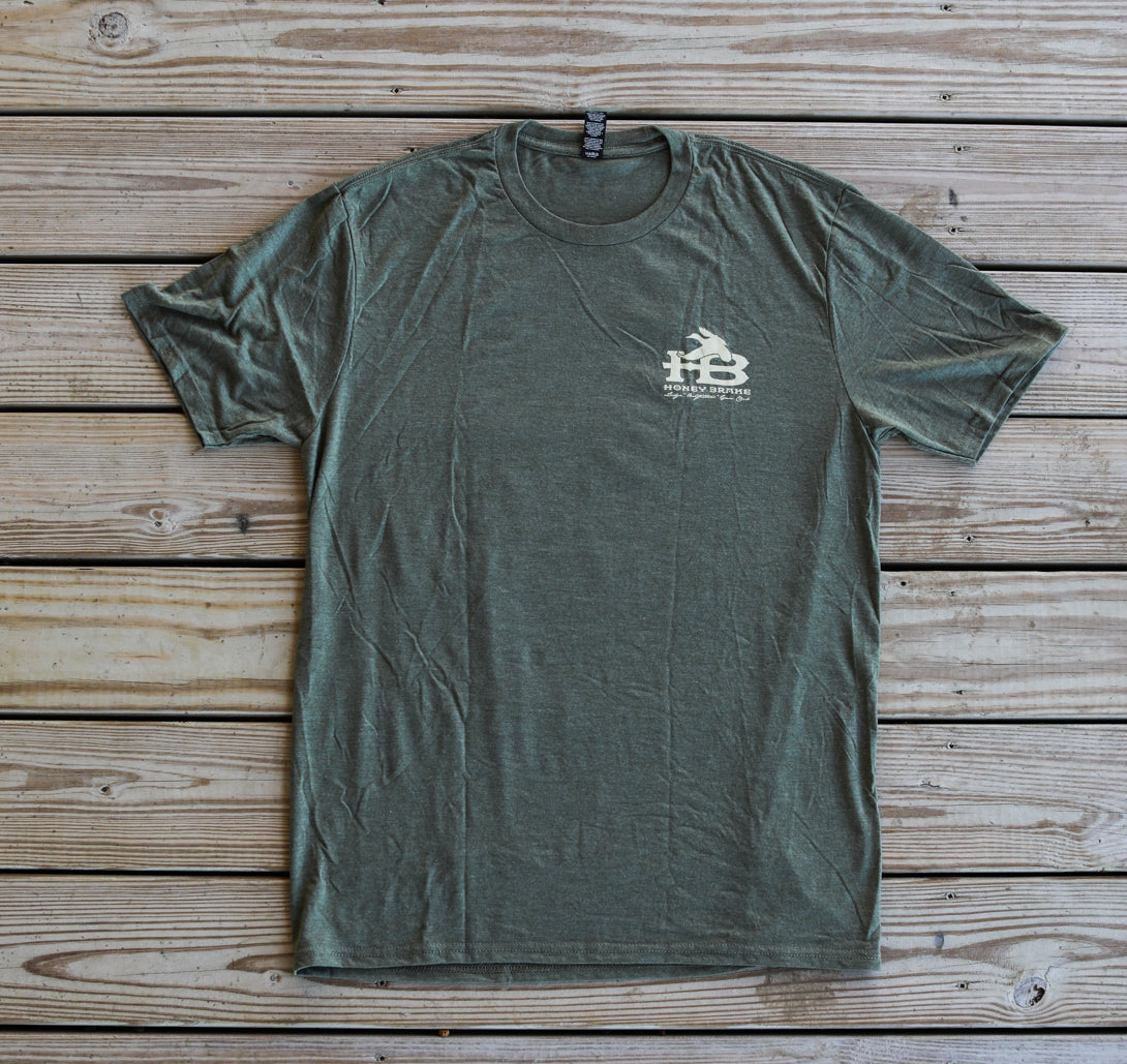 Front of HB License Plate Short Sleeve T-Shirt Olive